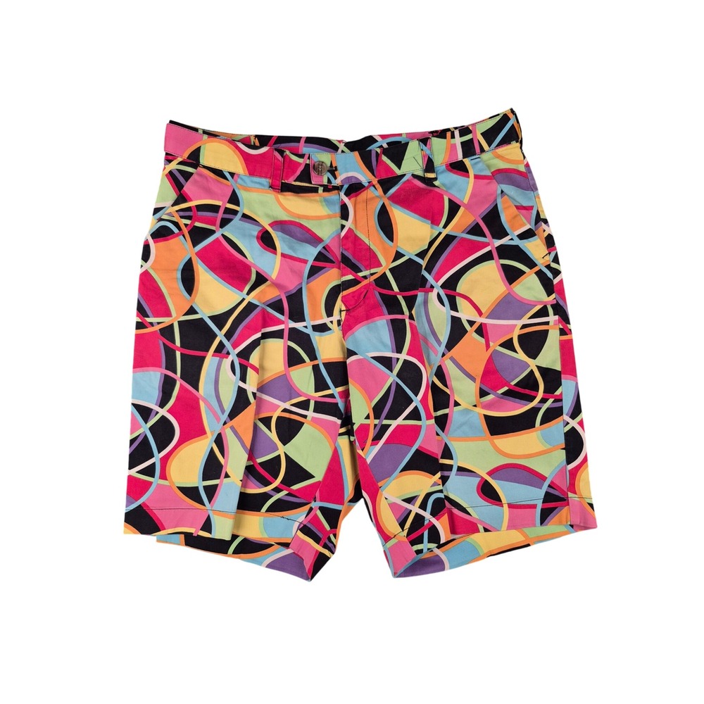 Loudmouth Golf Mens Multi-Color Abstract Swirl Shorts 34x10L RN 132412